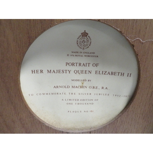 329 - A framed Royal Worcester ceramic portrait of The Queen by Arnold Machin dated 1976