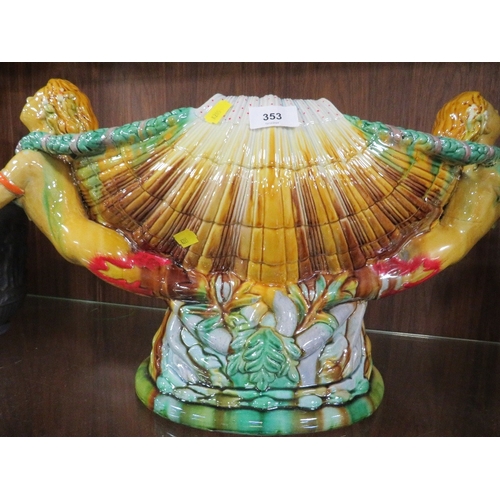 353 - A reproduction majolica centrepiece