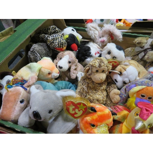 70 - Three trays containing a collection of TY Beanies - mainly TY Beanie animals