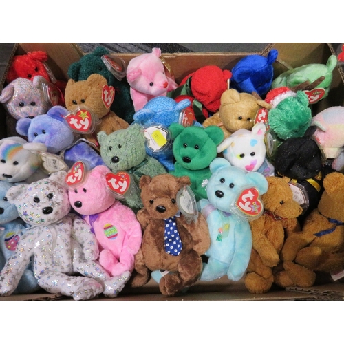 71 - Two trays containing a collection of TY Beanies - mainly TY Beanie Bears