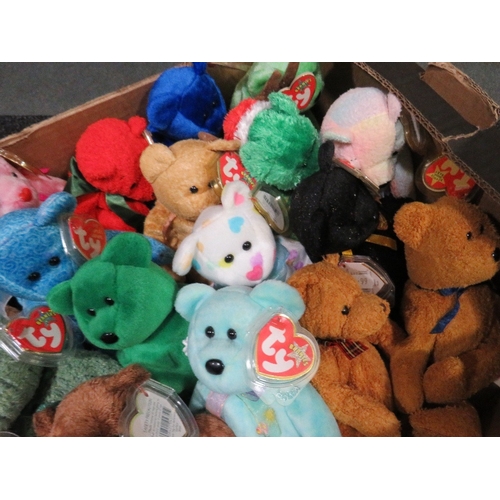 71 - Two trays containing a collection of TY Beanies - mainly TY Beanie Bears