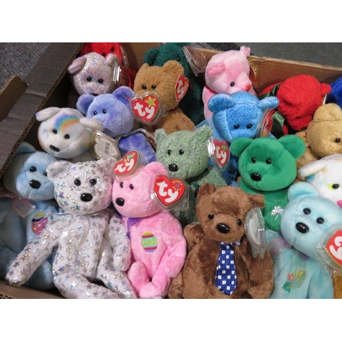 71 - Two trays containing a collection of TY Beanies - mainly TY Beanie Bears