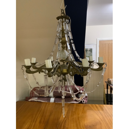 832 - A 20th century crystal glass eight branch chandelier - converted for electricity. App H 68 cm