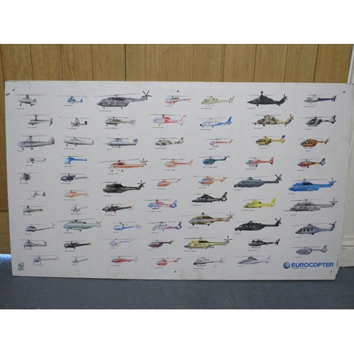 30 - A selection of military posters to include a helicopter cockpit training board, various aircraft pos... 