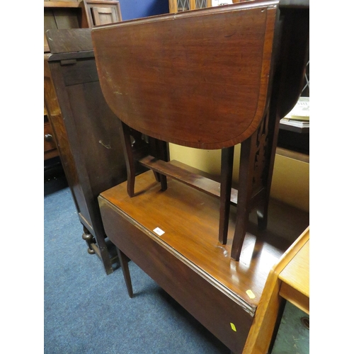 801 - An Edwardian mahogany cross banded sutherland table together with a 19th century mahogany pembroke t... 