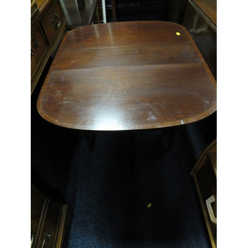 801 - An Edwardian mahogany cross banded sutherland table together with a 19th century mahogany pembroke t... 