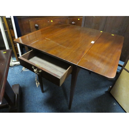 801 - An Edwardian mahogany cross banded sutherland table together with a 19th century mahogany pembroke t... 