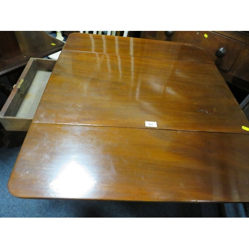 801 - An Edwardian mahogany cross banded sutherland table together with a 19th century mahogany pembroke t... 