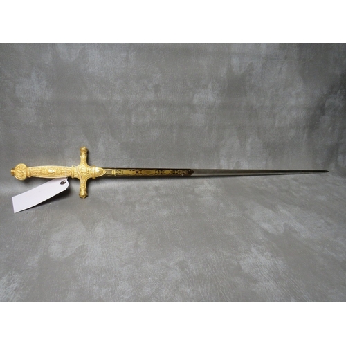 2 - A REPLICA NAPOLEONIC CEREMONIAL SWORD, with gilt brass hilt and polished part blued and gilt steel b... 