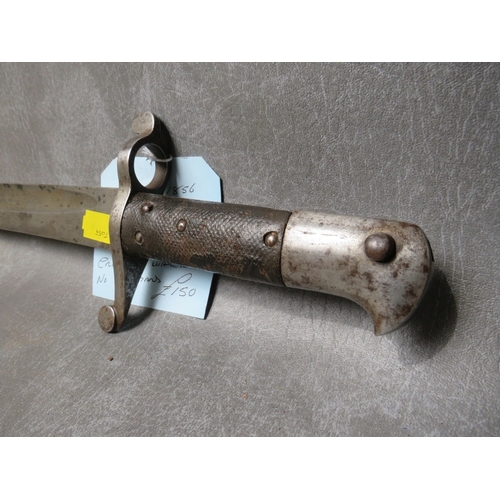 4 - AN ENFIELD 1856 PATTERN SWORD BAYONET, with chequered leather grips (Lacking scabbard), L 72 cm