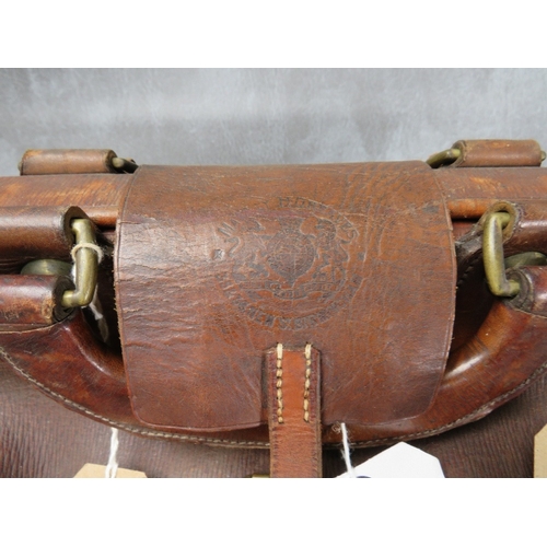 11 - A LARGE EARLY 20TH CENTURY MILITARY INTEREST LARGE GLADSTONE LEATHER HOLDALL BAG, by H. Greaves of B... 