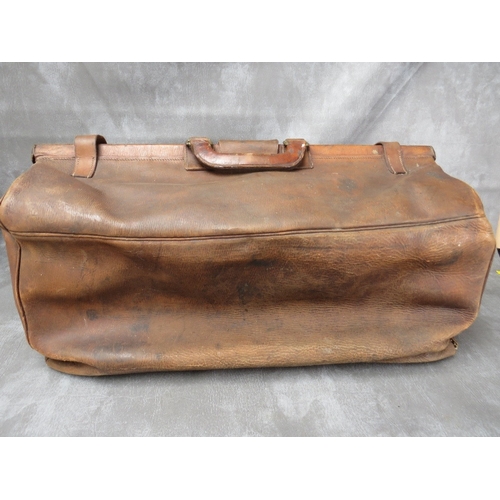 11 - A LARGE EARLY 20TH CENTURY MILITARY INTEREST LARGE GLADSTONE LEATHER HOLDALL BAG, by H. Greaves of B... 