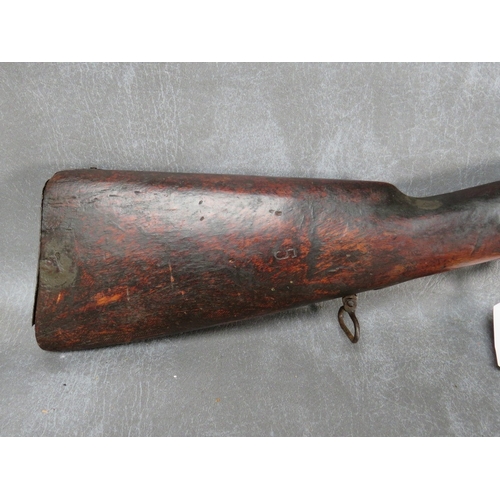 17 - A MID 19TH CENTURY INDIAN MADE 2 BAND PERCUSSION FIRE CARBINE, L 98 cm