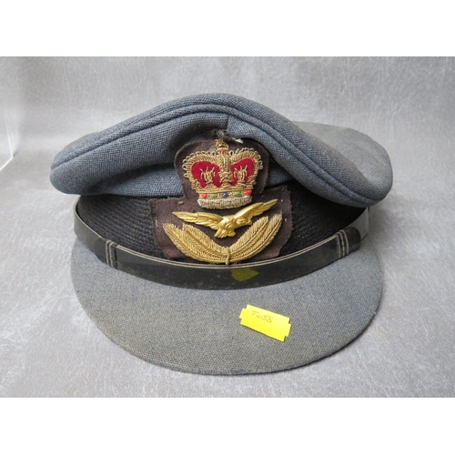 33 - THREE R.A.F. CAPS (QUEENS CROWN), to include an officers type and female officers type (3)