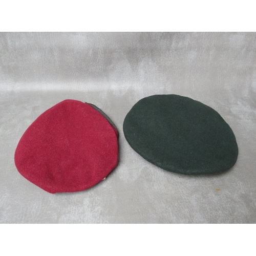 94 - TWO US SPECIAL FORCES BERETS, a dark green example (possibly 10th Div.) and a dark red example (2)