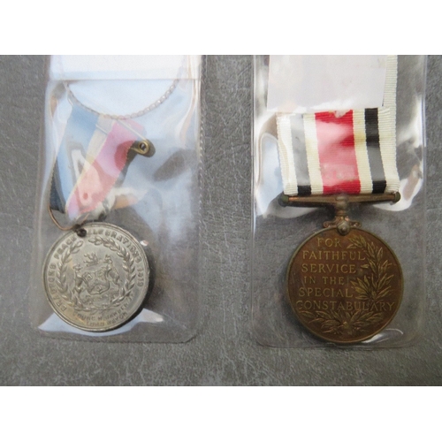 208 - TWO GEORGE V SPECIAL CONSTABULARY MEDALS, named to Horace Bowater and Fred Crowther, along with WWI ... 