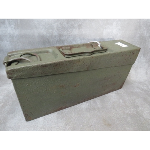 234 - TWO WWII GERMAN MACHINE GUN AMMO BOXES, and a US example