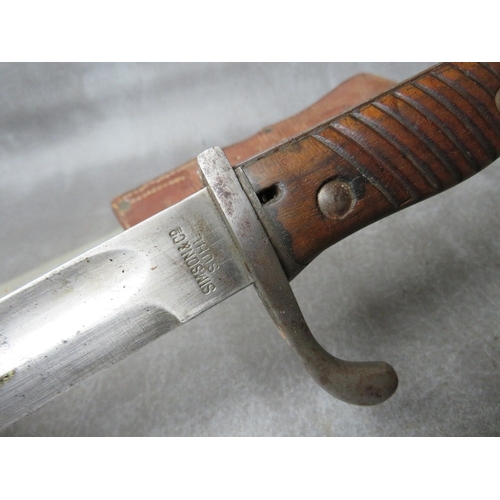 260 - A WWI GERMAN IMPERIAL BUTCHER BAYONET, makers mark of Simson & Co. SUHL, spine of blade has date mar... 