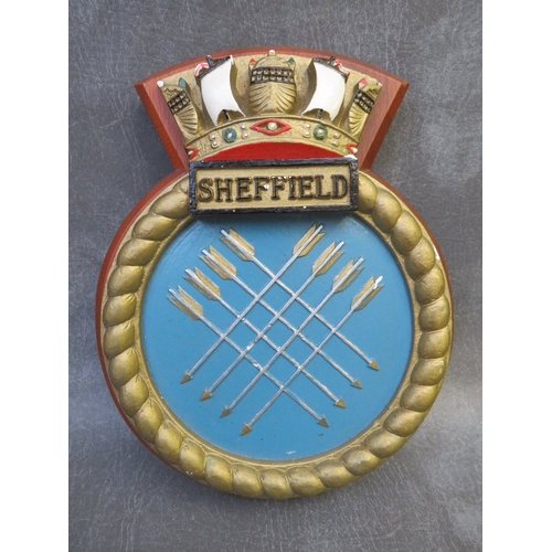 325 - A SHIPS PLAQUE- HMS SHEFFIELD (The Sheffield was a type 42 class guided missile destroyer, sunk 1982... 