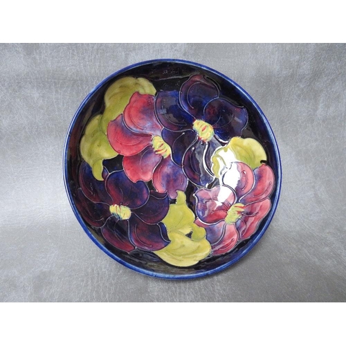 360 - A WILLIAM MOORCROFT CLEMATIS CIRCULAR BOWL, impressed and signed marks to the base, with original st... 