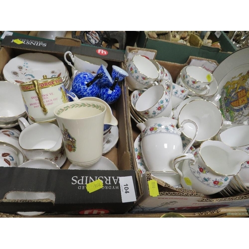 104 - Two trays of assorted ceramics to include Grafton Tea ware