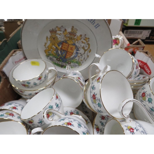 104 - Two trays of assorted ceramics to include Grafton Tea ware