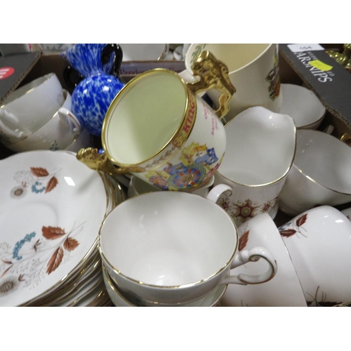 104 - Two trays of assorted ceramics to include Grafton Tea ware