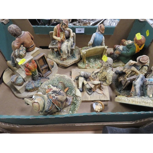 106 - A tray of Capodimonte style figures A/F