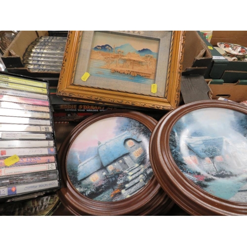 119 - A tray of antique and vintage books together with a tray of collectors plates (2)