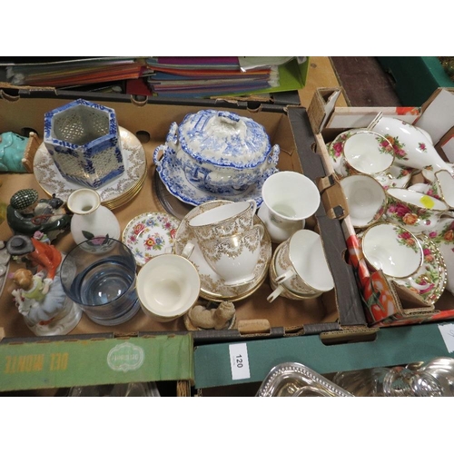 121 - A small tray of Royal Albert Old Country Roses together with a tray of ceramics (2)