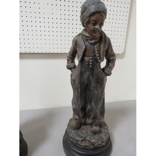 288 - Two spelter figures of Dutch boy and girl