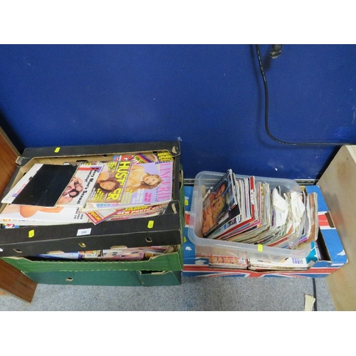 290 - Five trays of 1970's-2000's continental, British and American magazines (approx. 269) including Mayf... 