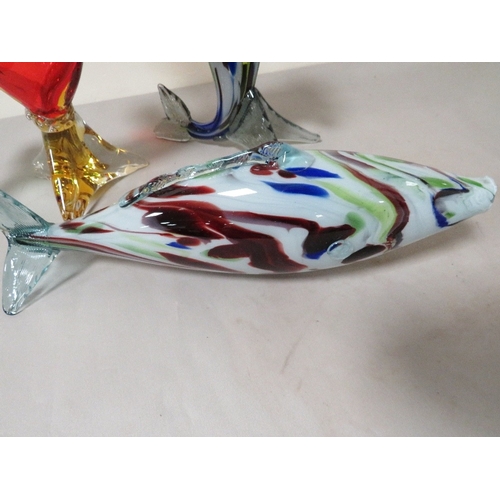 303 - Three pieces of art glass to include a Murano style figure of a bird