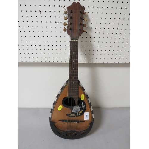 308 - An Italian inlaid mandolin style instrument stamped Giuseppe Indelicato of Cantania