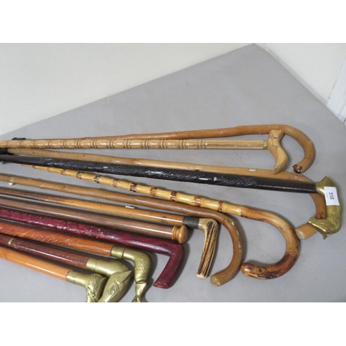 310 - A collection of assorted walking sticks