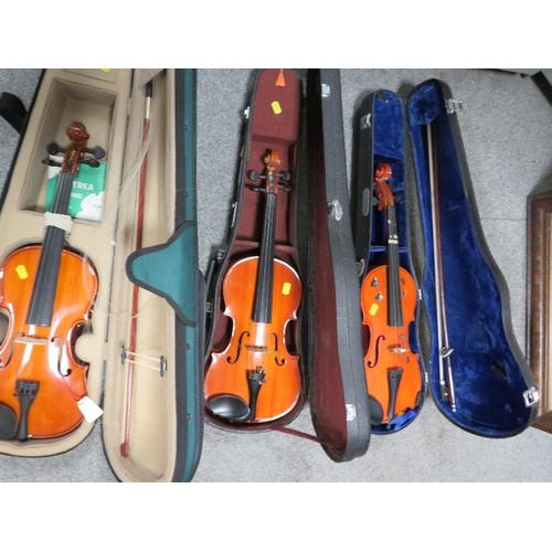 312 - Three Chinese type student violins