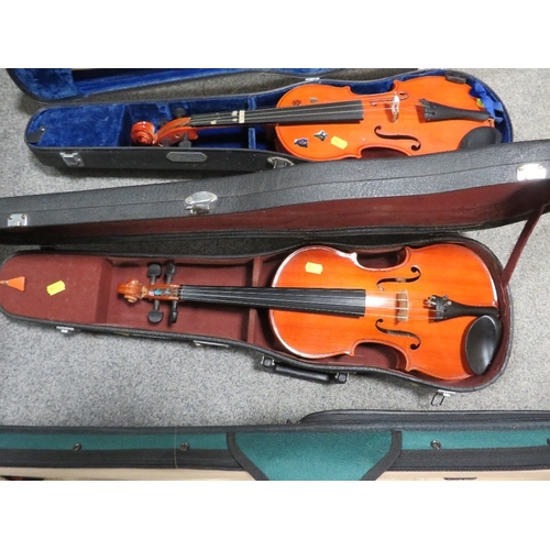 312 - Three Chinese type student violins