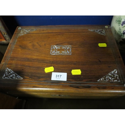 317 - An inlaid writing slope together with a mahogany example A/F