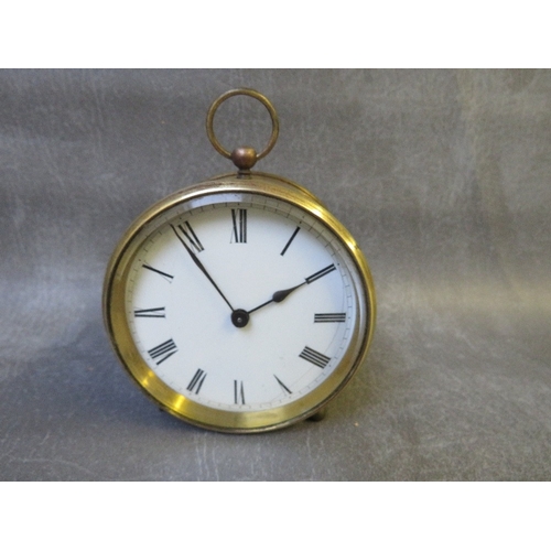 289 - A 19th century circular brass cased 8 day carriage clock with key