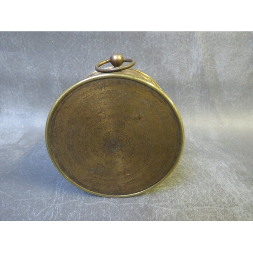 289 - A 19th century circular brass cased 8 day carriage clock with key