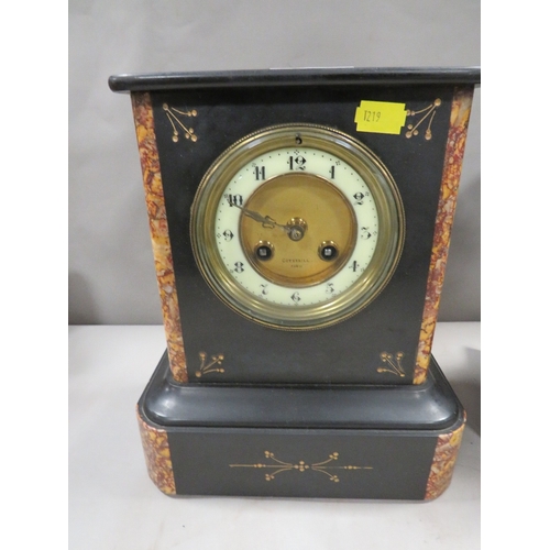 325 - Two slate mantle clocks