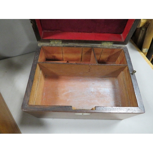 332 - A wooden writing slope together with a wooden box