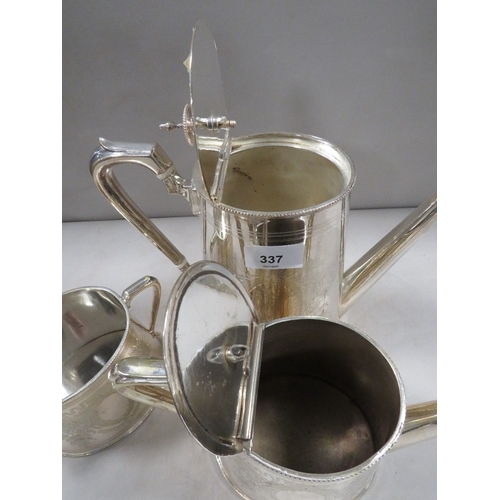 337 - A three piece silver plated tea service