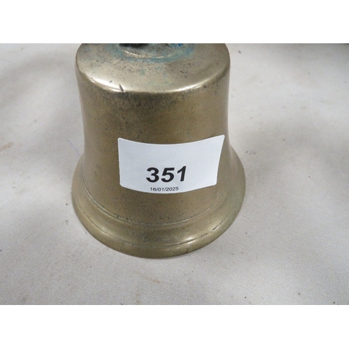 351 - A spring mounted brass shop door bell