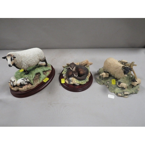 366 - Three Boarder Fine Arts figures to include badger face ewe and lambs