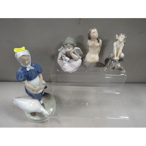 389 - Three small Royal Copenhagen figures together with a figure of a girl with a goose (4)