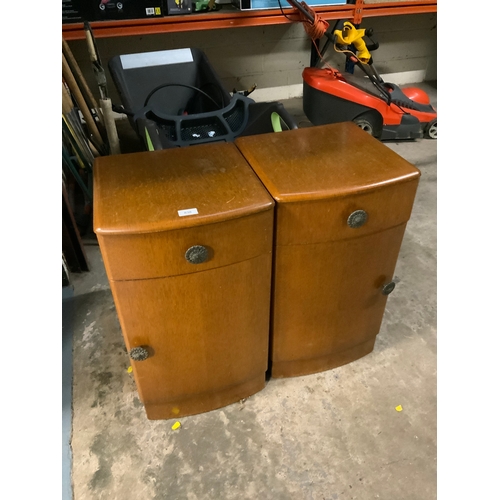 838 - A pair of vintage bedside chests and a standard lamp. (3)