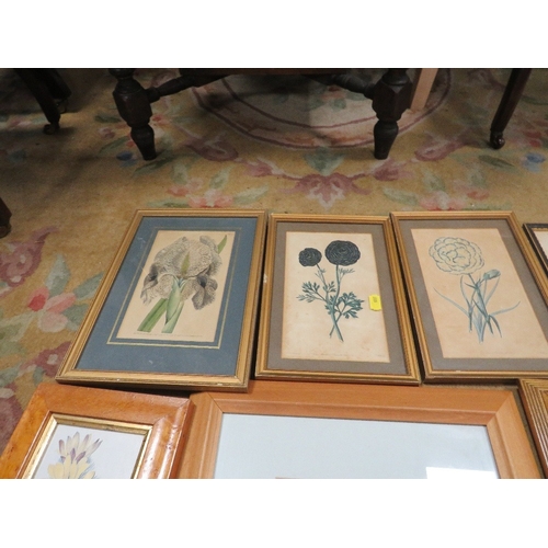 45 - A collection of 14 framed watercolours, engravings, drawings and prints by various artists