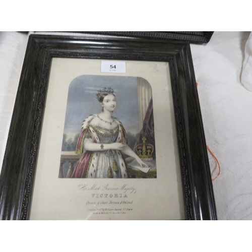 54 - A mezzotint entitle Archibald Hamilton together with two framed and glazed prints of Queen Victoria