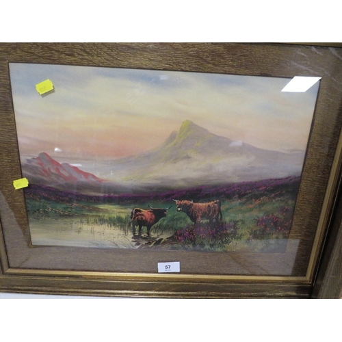 57 - A pair indistinctly signed highland landscapes